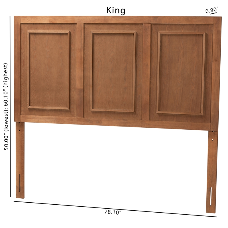 Baxton Studio Giordano Ash Walnut Finished Wood King Size Headboard