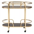 Baxton Studio Leighton Gold Metal and Tempered Glass 2-Tier Wine Cart