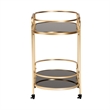 Baxton Studio Leighton Gold Metal and Tempered Glass 2-Tier Wine Cart