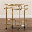 Baxton Studio Leighton Gold Metal and Tempered Glass 2-Tier Wine Cart
