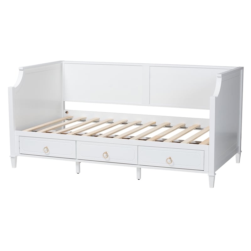 Baxton Studio Lowri White Finished Wood Twin Size 3-Drawer Daybed