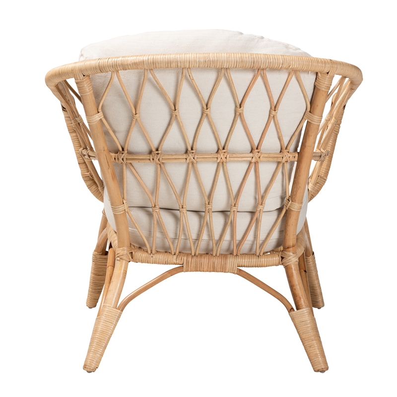 Baxton Studio Feya Modern Bohemian Natural Brown Antique Rattan Armchair