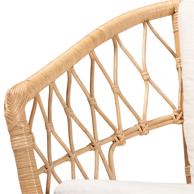 Baxton Studio Feya Modern Bohemian Natural Brown Antique Rattan Armchair