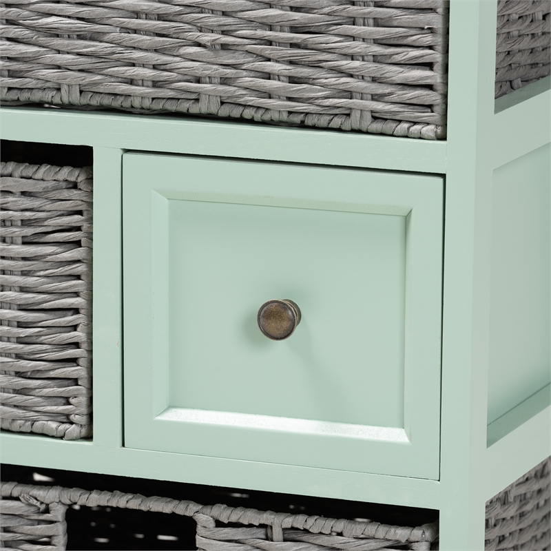 Baxton Studio Valtina Two-Tone Brown and Green Wood 3-Drawer Storage Unit