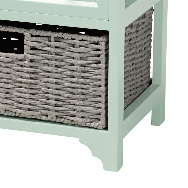 Baxton Studio Valtina Two-Tone Brown and Green Wood 3-Drawer Storage Unit