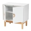 Baxton Studio Kamana White and Brown Wood and Gold Metal 2-Door Storage Cabinet