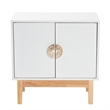 Baxton Studio Kamana White and Brown Wood and Gold Metal 2-Door Storage Cabinet