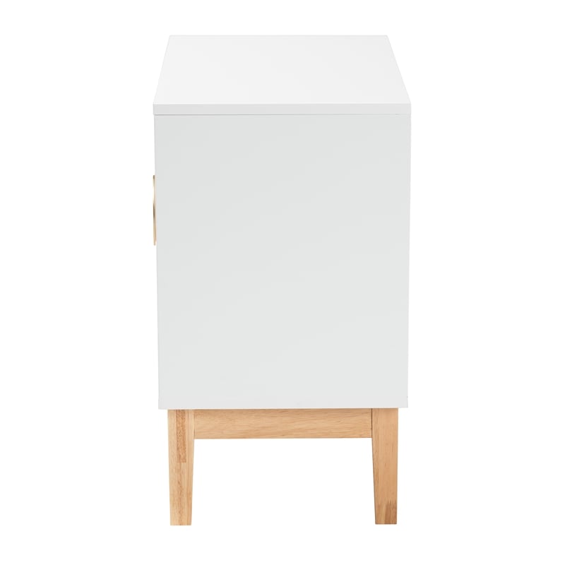Baxton Studio Kamana White and Brown Wood and Gold Metal 2-Door Storage Cabinet