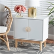 Baxton Studio Kamana White and Brown Wood and Gold Metal 2-Door Storage Cabinet