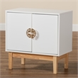 Baxton Studio Kamana White and Brown Wood and Gold Metal 2-Door Storage Cabinet