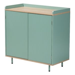Baxton Studio Tavita Two-Tone Mint Green and Brown Wood 2-Door Sideboard Buffet