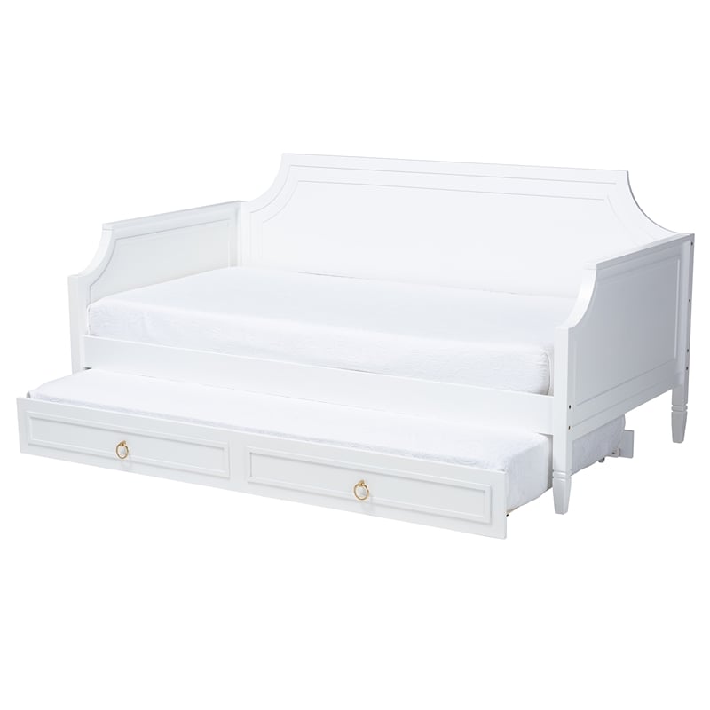 Baxton Studio Mariana White Wood Full Size Daybed with Twin Size trundle
