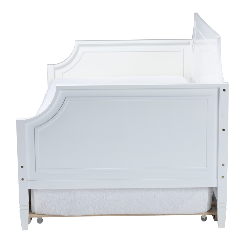 Baxton Studio Mariana White Wood Full Size Daybed with Twin Size trundle