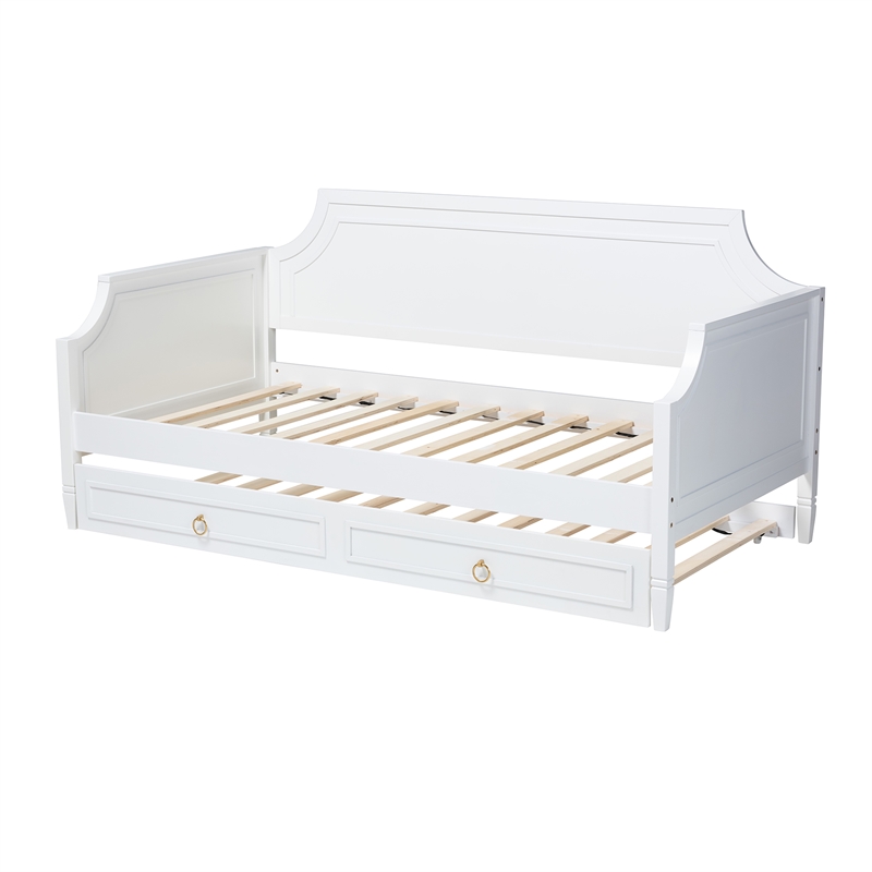 Baxton Studio Mariana White Wood Full Size Daybed with Twin Size trundle