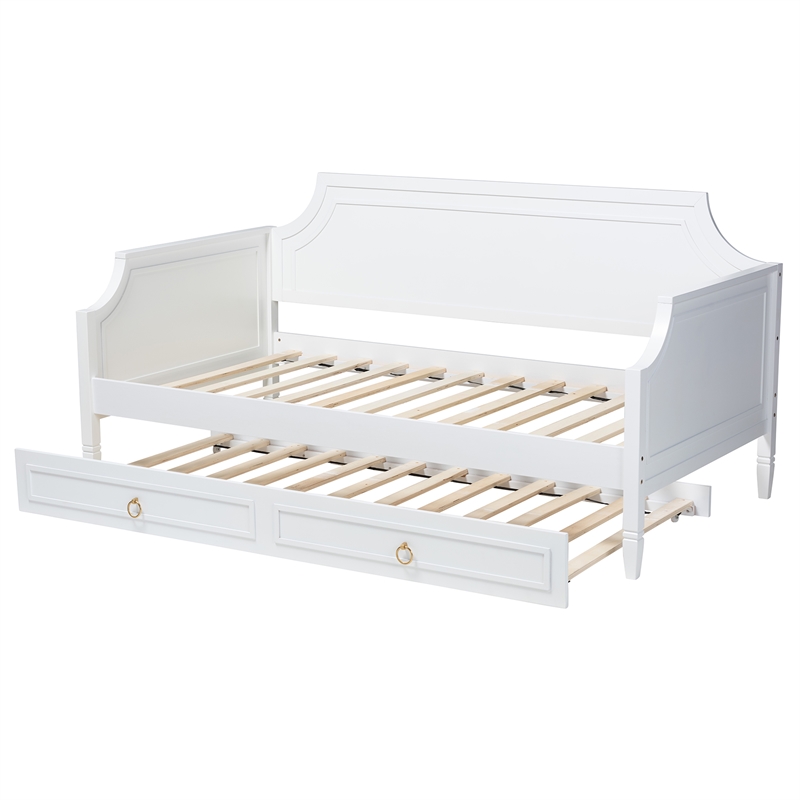 Baxton Studio Mariana White Wood Full Size Daybed with Twin Size trundle