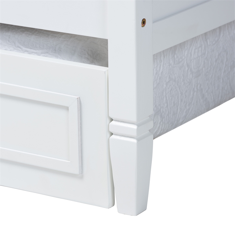 Baxton Studio Mariana White Wood Full Size Daybed with Twin Size trundle