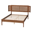 Baxton Studio Eridian Brown Wood and Natural Rattan Full Size Platform Bed
