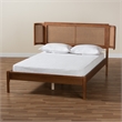 Baxton Studio Eridian Brown Wood and Natural Rattan Full Size Platform Bed