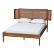Baxton Studio Eridian Brown Wood and Natural Rattan Full Size Platform Bed