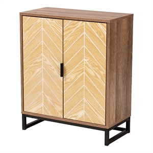 baxton studio josephine brown wood and black metal 2-door storage cabinet