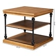 Baxton Studio Sebastian Oak Brown Wood and Black Metal 3-Tier End Table