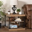 Baxton Studio Sebastian Greywashed Wood and Black Metal 3-Tier End Table