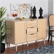 Baxton Studio Harrison Natural Brown Wood and Natural Rattan 3-Drawer Sideboard