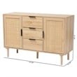 Baxton Studio Harrison Natural Brown Wood and Natural Rattan 3-Drawer Sideboard