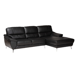 baxton studio townsend black leather sectional sofa with right facing chaise