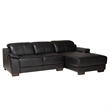 Baxton Studio Reverie Black Leather Sectional Sofa with Right Facing Chaise