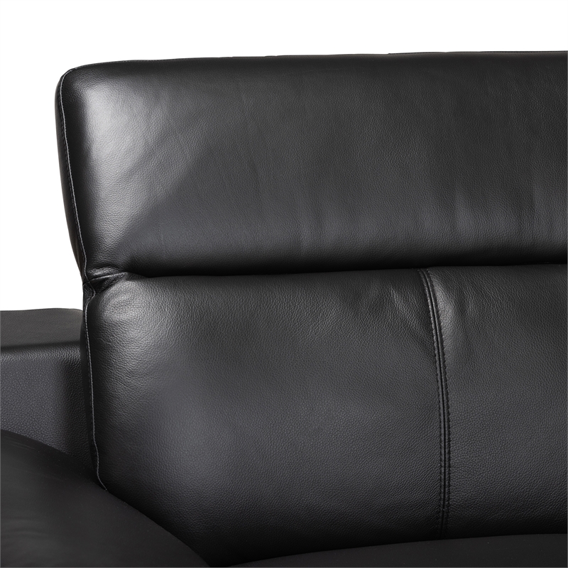 Baxton Studio Reverie Black Leather Sectional Sofa with Right Facing Chaise