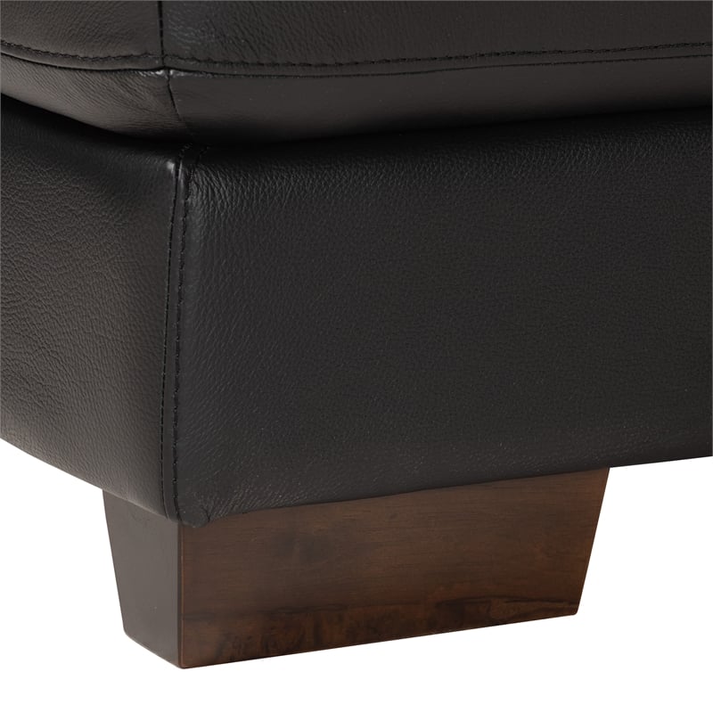 Baxton Studio Reverie Black Leather Sectional Sofa with Right Facing Chaise