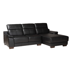 baxton studio reverie black leather sectional sofa with right facing chaise