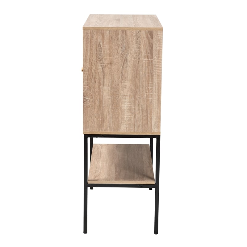 Baxton Studio Asher Natural Brown Wood and Black Metal 2-Door Sideboard