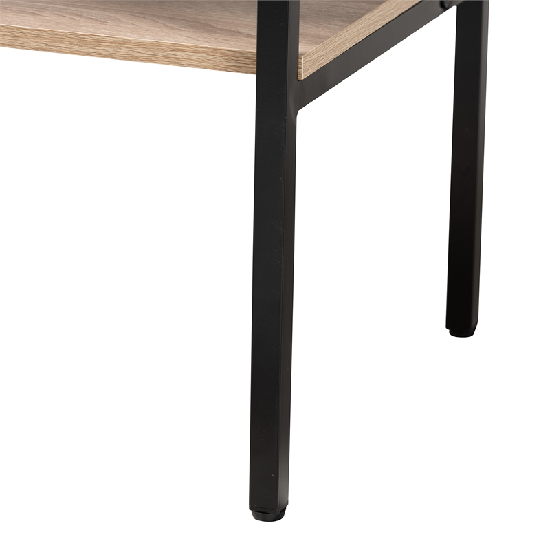 Baxton Studio Asher Natural Brown Wood and Black Metal 2-Door Sideboard