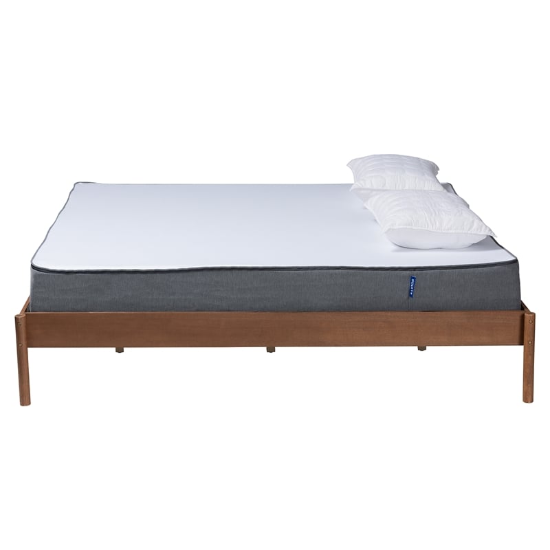 Baxton Studio Agatis Ash Walnut Finished Wood Queen Size Bed Frame