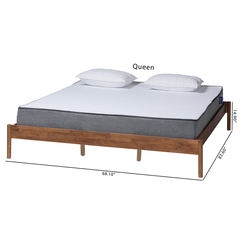 Baxton Studio Agatis Ash Walnut Finished Wood Queen Size Bed Frame