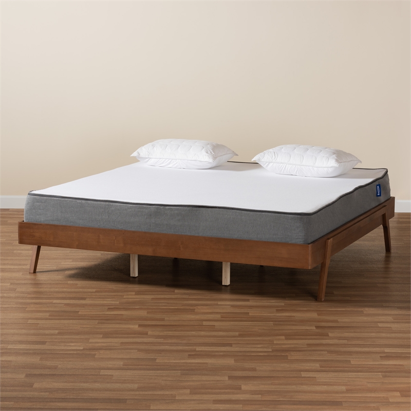 Baxton Studio Sarita Ash Walnut Finished Wood King Size Bed Frame