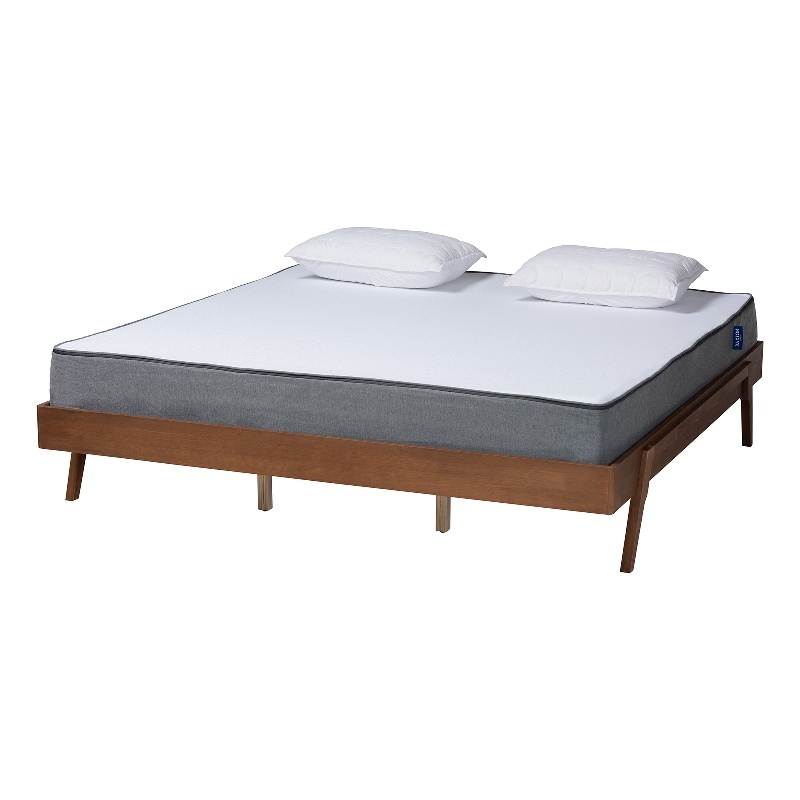 Baxton Studio Sarita Ash Walnut Finished Wood King Size Bed Frame