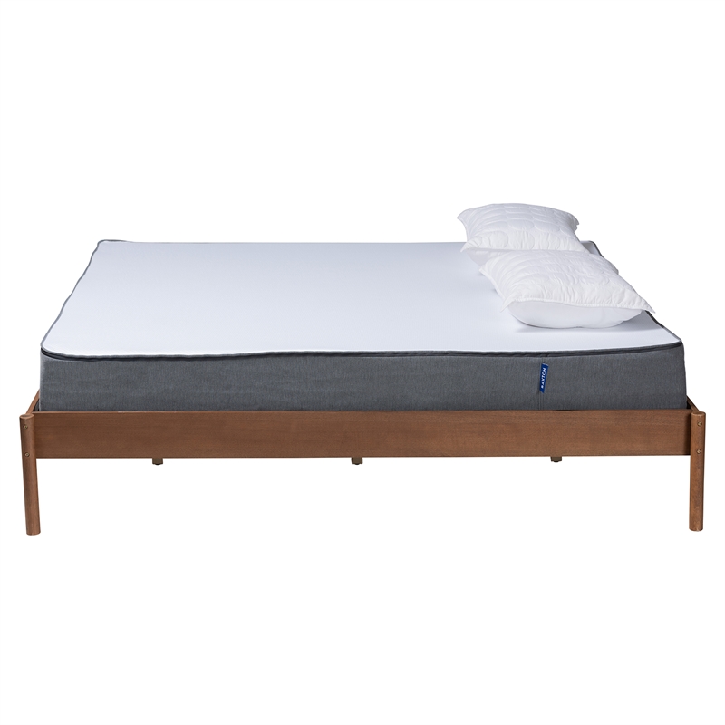 Baxton Studio Agatis Ash Walnut Finished Wood King Size Bed Frame