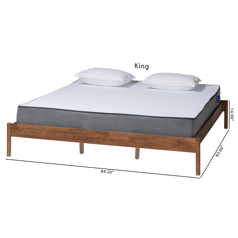 Baxton Studio Agatis Ash Walnut Finished Wood King Size Bed Frame