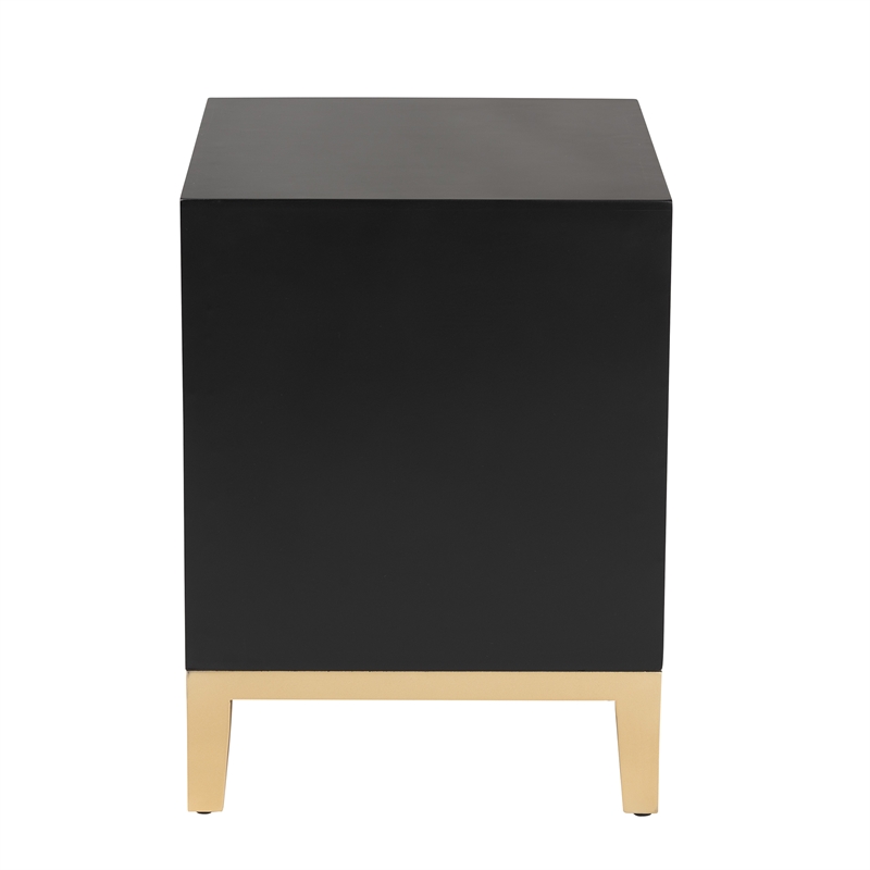 Baxton Studio Donald Black Finished Wood and Gold Metal 2-Drawer End Table