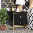 Baxton Studio Donald Black Finished Wood and Gold Metal 2-Drawer End Table