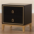 Baxton Studio Donald Black Finished Wood and Gold Metal 2-Drawer End Table