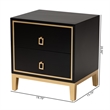Baxton Studio Donald Black Finished Wood and Gold Metal 2-Drawer End Table