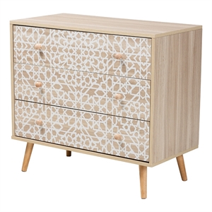 baxton studio beau two-tone white and oak brown wood 3-drawer storage cabinet