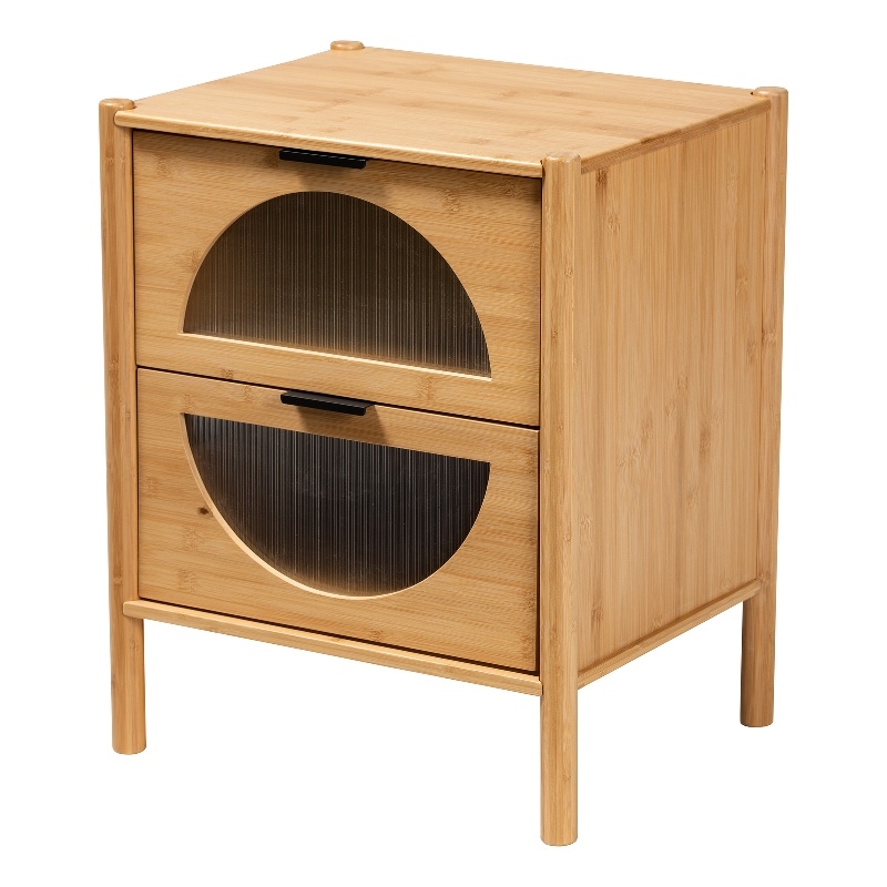Baxton Studio Naresh Natural Brown Bamboo Wood 2-Drawer End Table