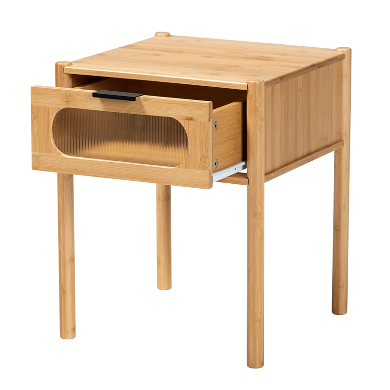 Baxton Studio Naresh Natural Brown Bamboo Wood 1-Drawer End Table