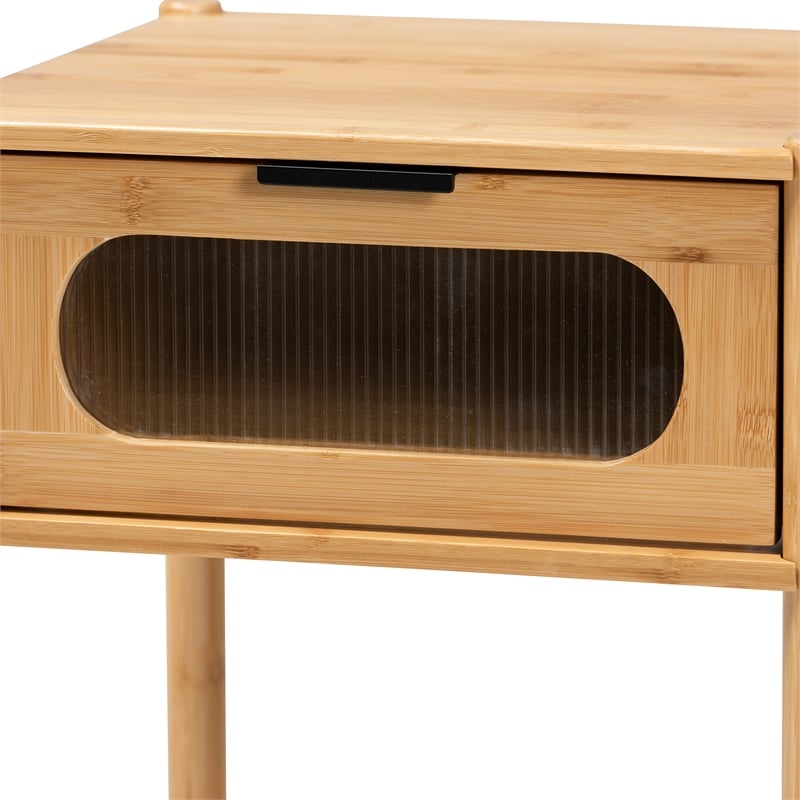 Baxton Studio Naresh Natural Brown Bamboo Wood 1-Drawer End Table