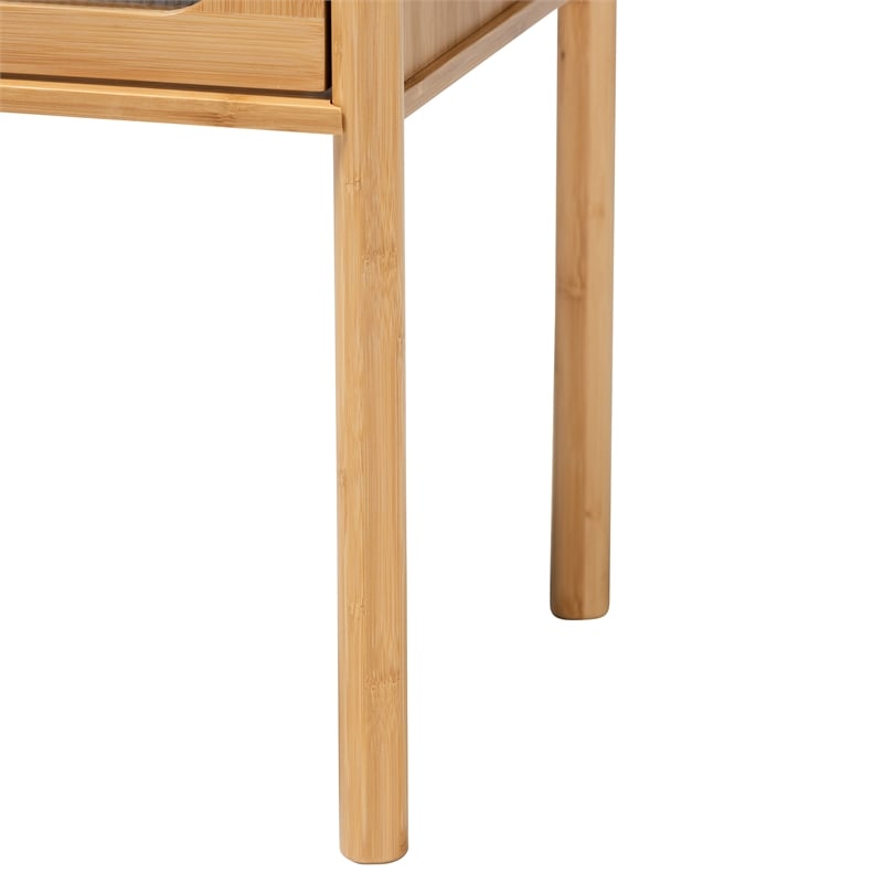Baxton Studio Naresh Natural Brown Bamboo Wood 1-Drawer End Table